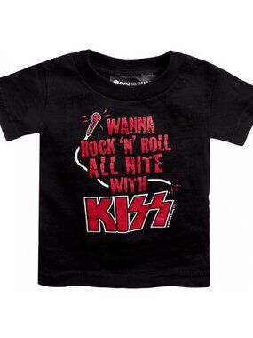 KISS Rock All Nite Kid's Shirt Funny Heavy Metal Music Band Toddler Apparel NWT